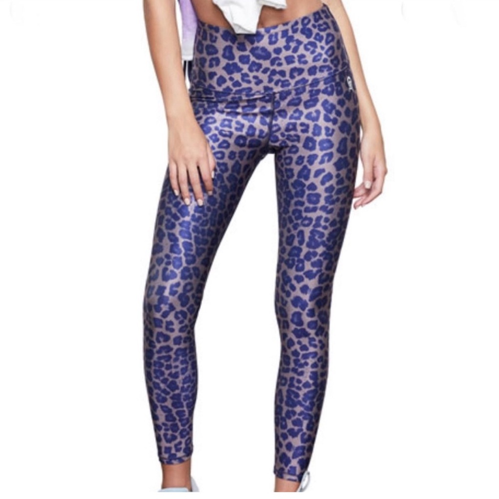 Good American Purple Tonal Leopard Animal Print High Waist Leggings Size 3 / L